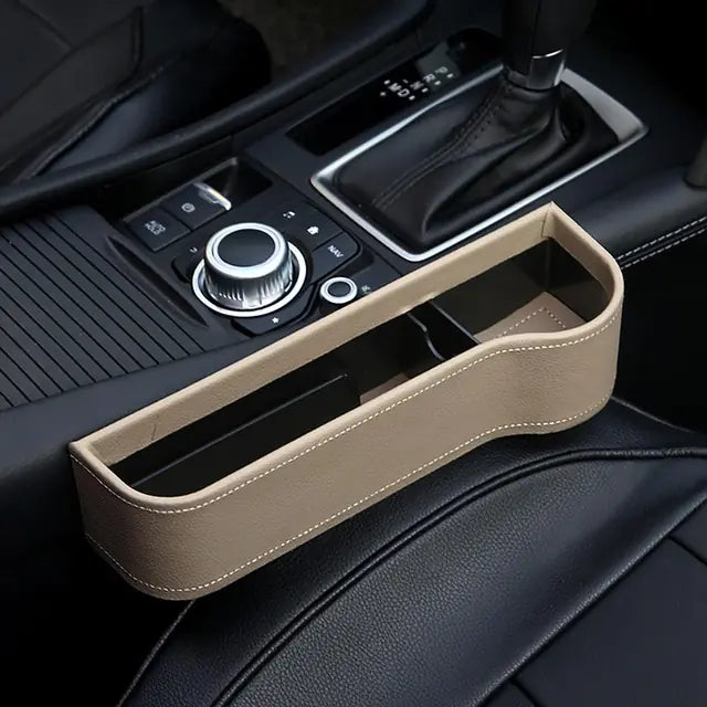 Car console organizer in a vehicle's center console.