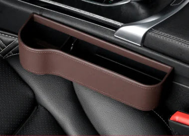 Brown car organizer inside a vehicle